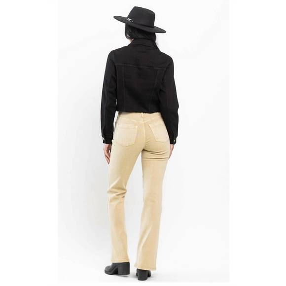 NEW JUDY BLUE garment dyed slim bootcut jean in tan - Picture 4 of 4